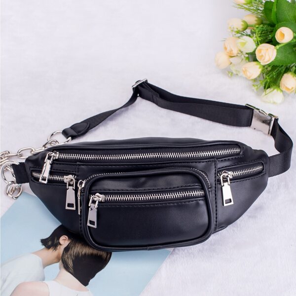 

Pocket Front Fanny Pack, Black