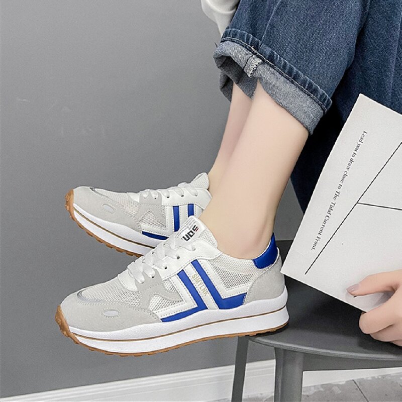 

Lace Up Front Mesh Sneakers, Blue