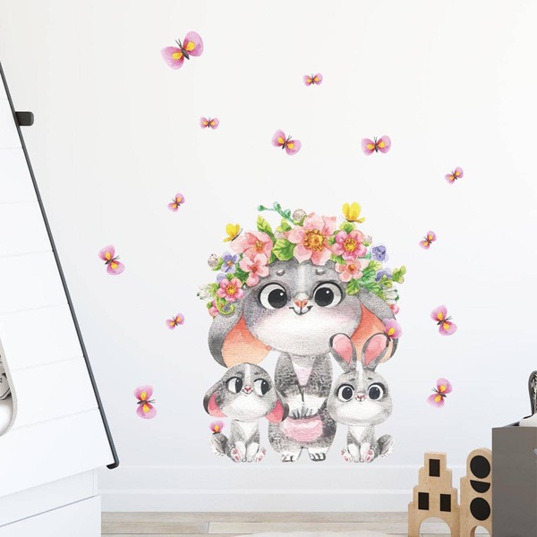 

Cartoon Rabbit Print Kids Wall Sticker, Multicolor