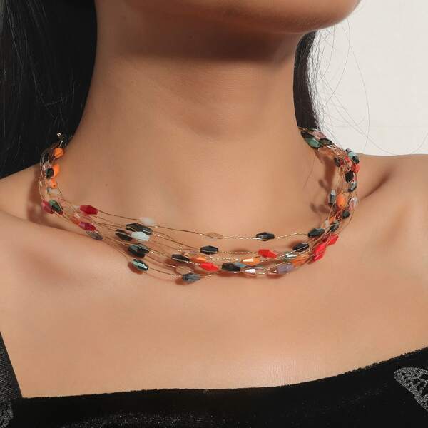 

Crystal Decor Necklace, Multicolor