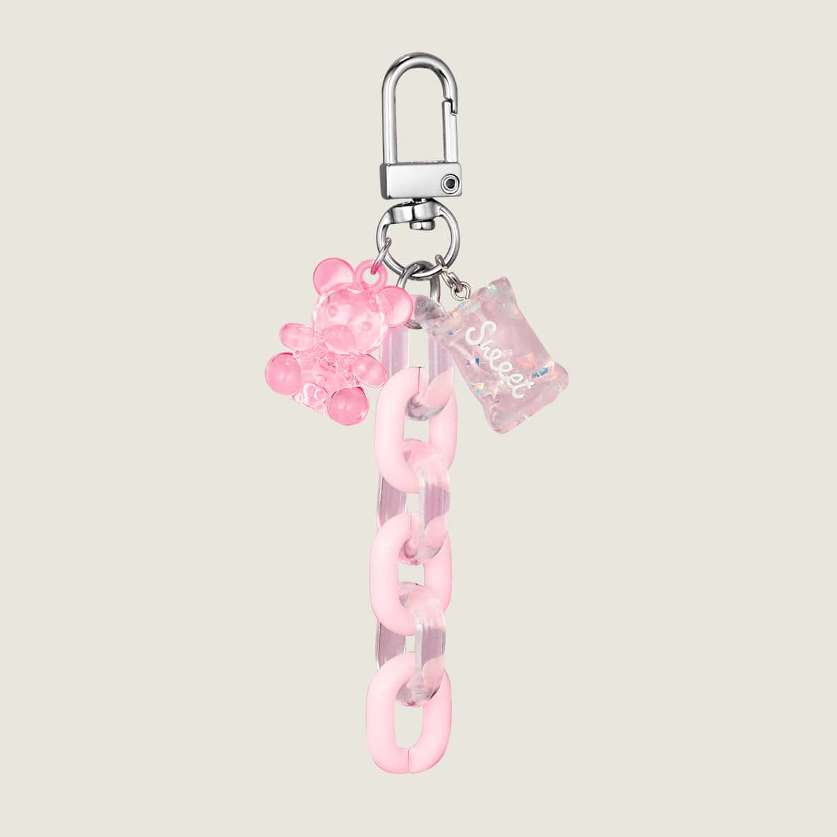 

Bear Charm Keychain, Pink