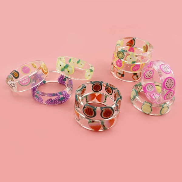 

10pcs Fruit Decor Ring, Multicolor
