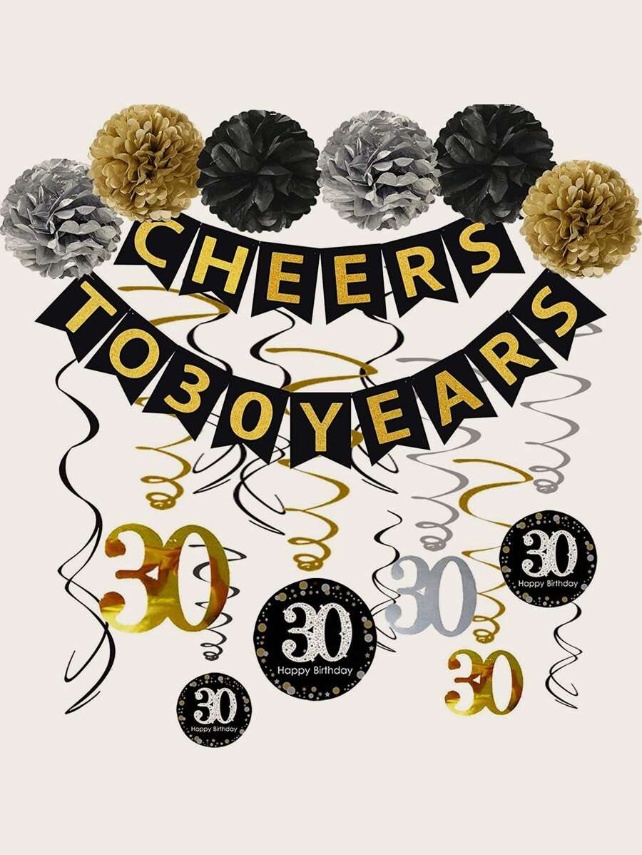 19pcs 30th Birthday Party Decoration Set - Multicolor - View 1