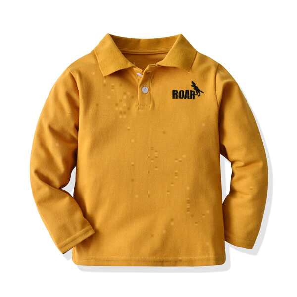 

Toddler Boys Letter Embroidery Polo Shirt, Yellow