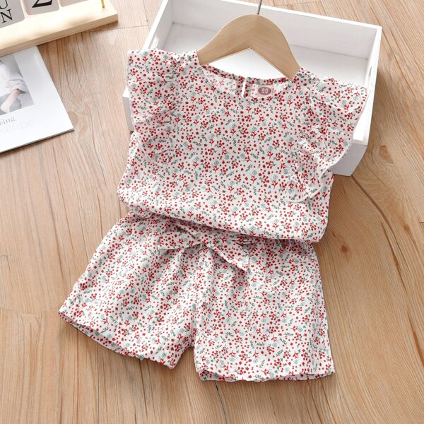 

Toddler Girls Ditsy Floral Ruffle Trim Blouse & Shorts, Multicolor