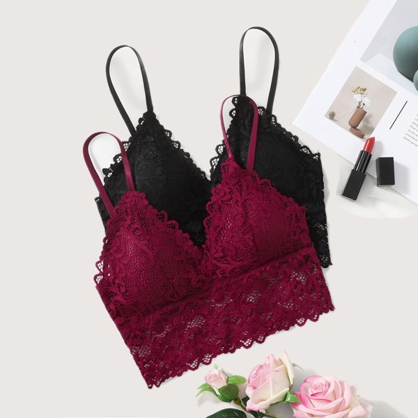 

2pack Floral Lace Bra Set, Multicolor
