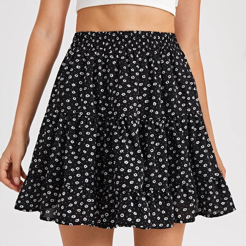 

Ditsy Floral Skirt, Black