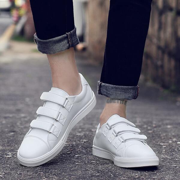 

Men Velcro Strap Skate Shoes, White