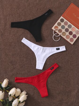 3عبوات مجموعة سراويل داخلية قصيرة جذابة ولون واحد