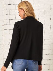 EMERY ROSE Solid Open Front Asymmetrical Hem Coat In Fall/Winter