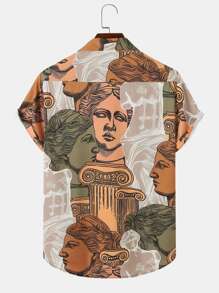 Manfinity RSRT Nam Đồ họa Hình Nút Thông qua Áo sơ mi - Màu vàng - Xem 2