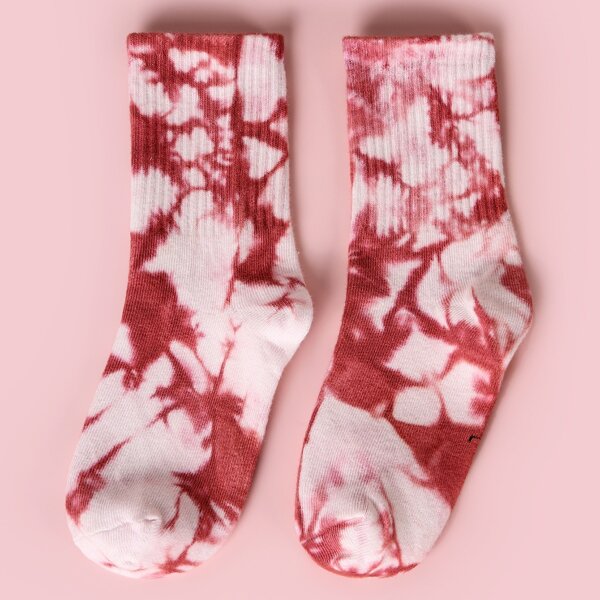 

Kids Tie Dye Socks, Red and white