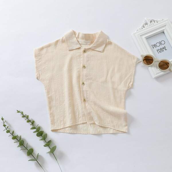 

Toddler Boys Batwing Sleeve Button Front Shirt, Apricot