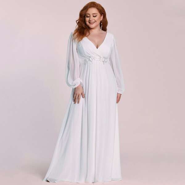 

Plus Appliques Zip Back Longline Dress, White