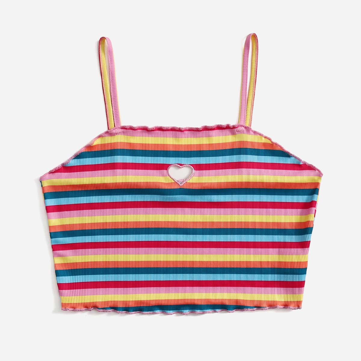 

Striped Heart Cut Out Crop Cami, Multicolor