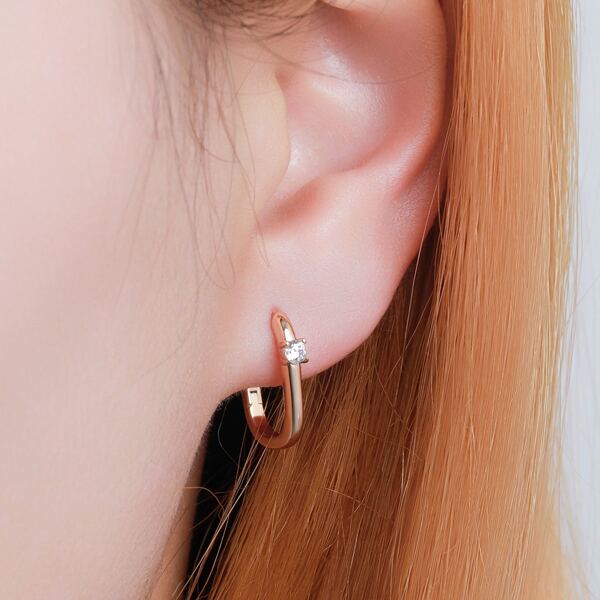 

Zircon Detail Earrings, Gold