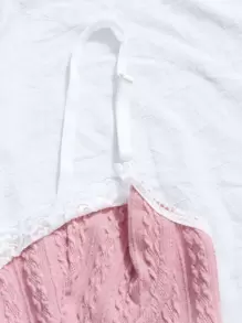 Contrast Lace Underwire Lingerie Set - Dusty Pink - View 3