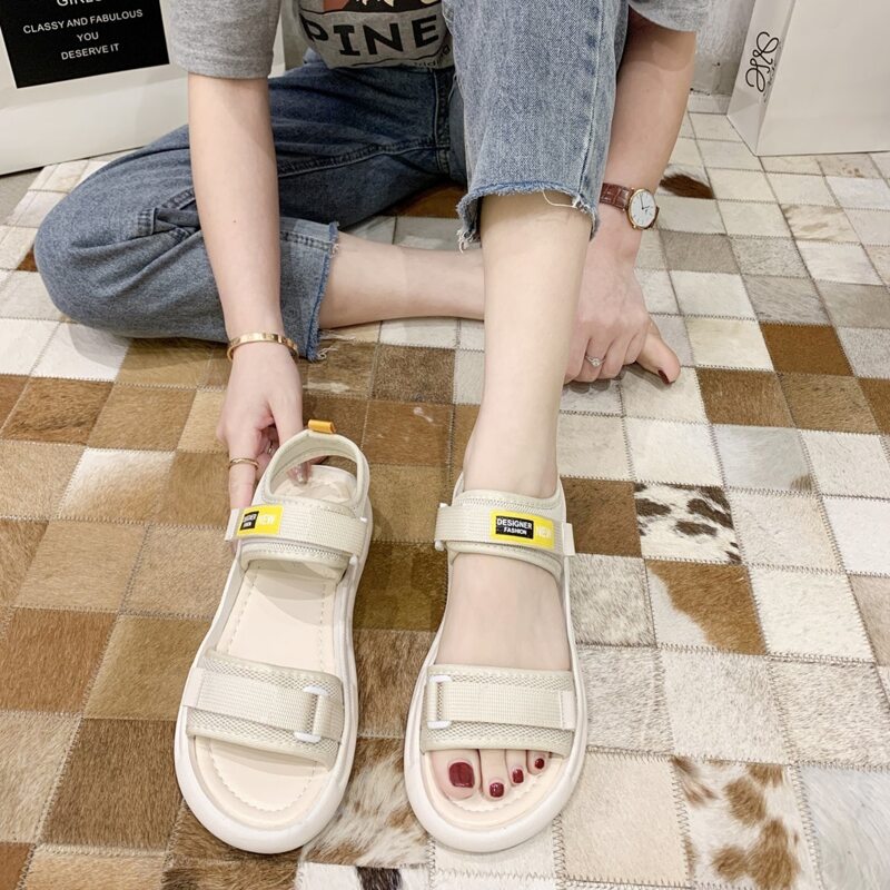 

Velcro Strap Sport Sandals, Beige