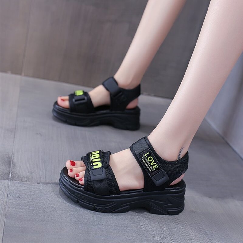 

Letter Graphic Sport Sandals, Black