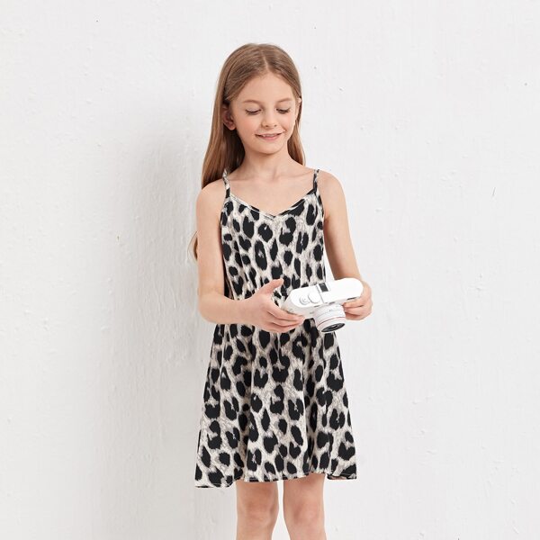 

Girls Leopard Print Cami Dress, Multicolor
