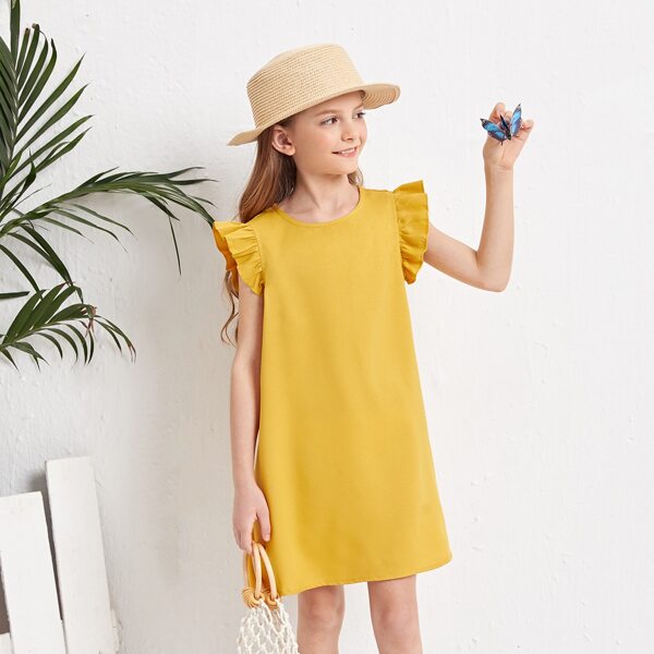 

Girls Ruffle Sleeve Tunic Dress, Yellow