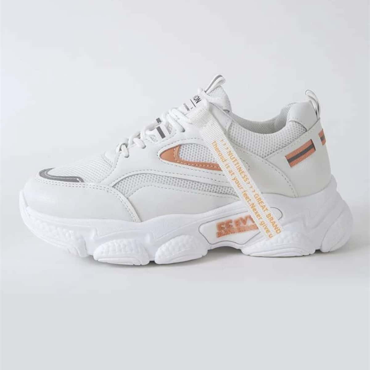 Lace-up Front Chunky Sneakers, Orange