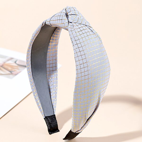 

Plaid Print Headband, Blue