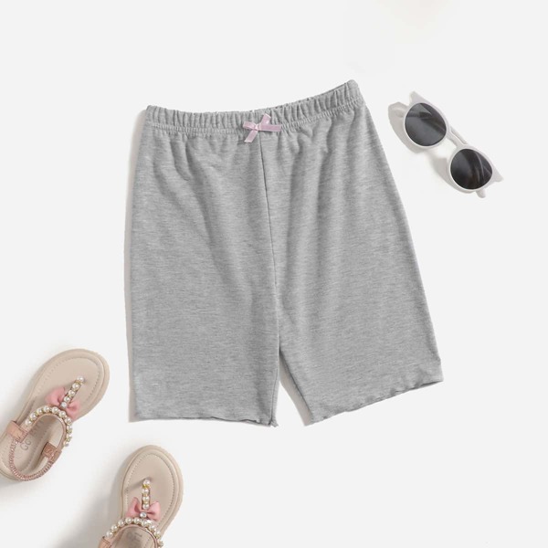 

Girls Little Bow Biker Shorts, Grey