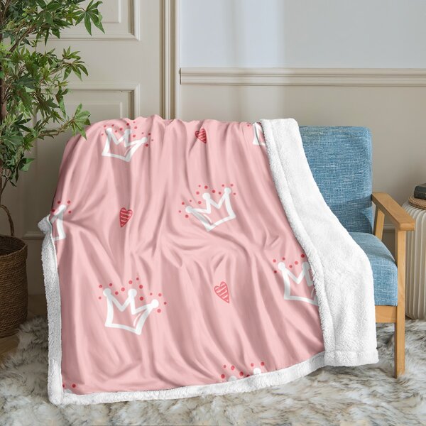 

Kids Crown Print Blanket, Pink