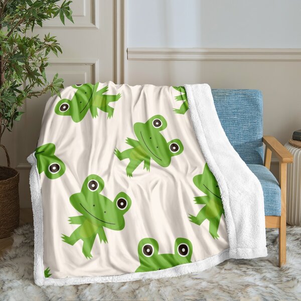 

Kids Cartoon Frog Print Blanket, Multicolor