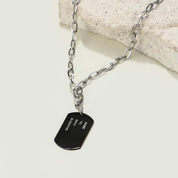 

Men Stainless Steel Pendant Necklace, Black