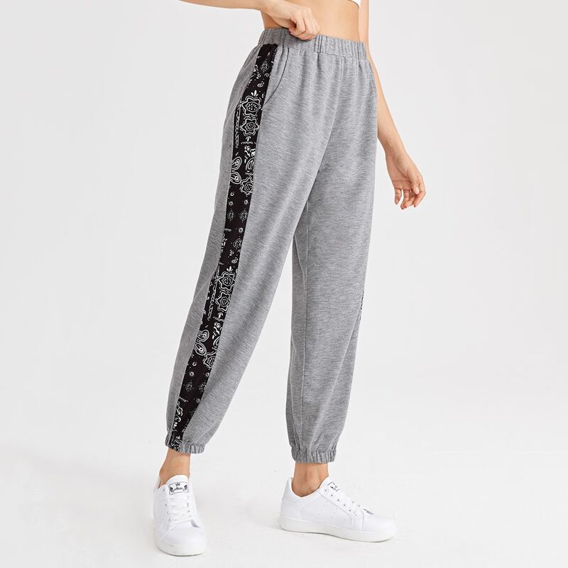 

Paisley Print Side Sweatpants, Grey