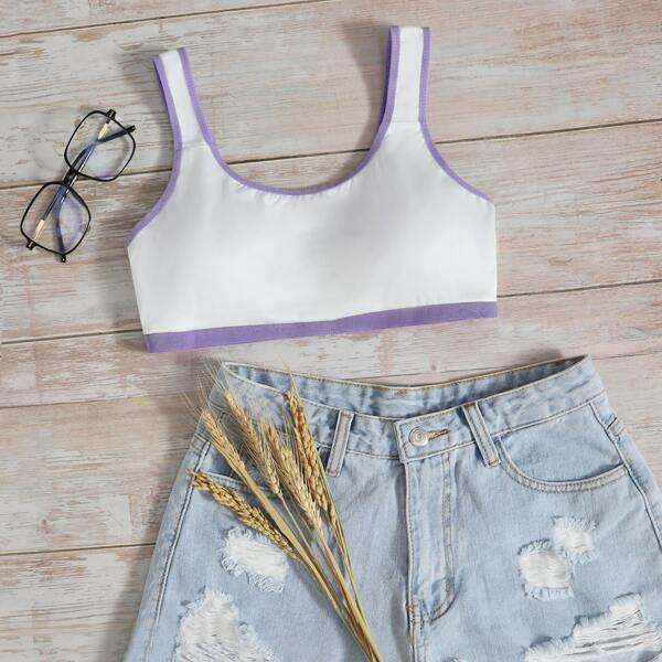 

Contrast Binding Bralette, White