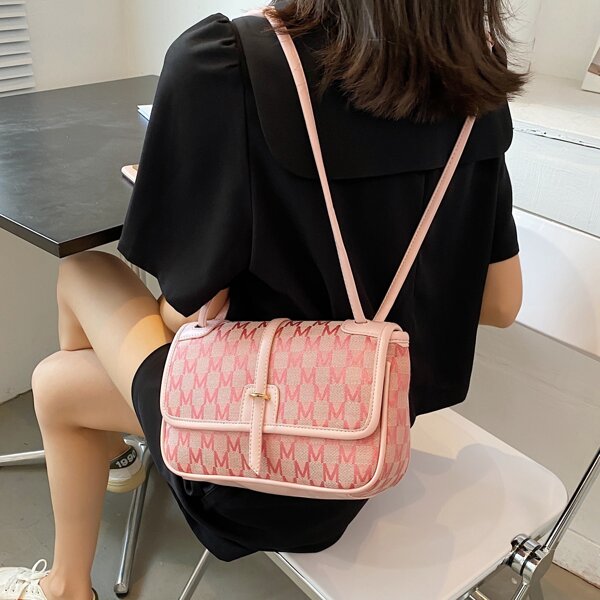 

Letter Graphic Shoulder Bag, Pink