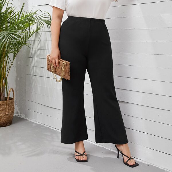 

Plus High Waist Flare Leg Pants, Black