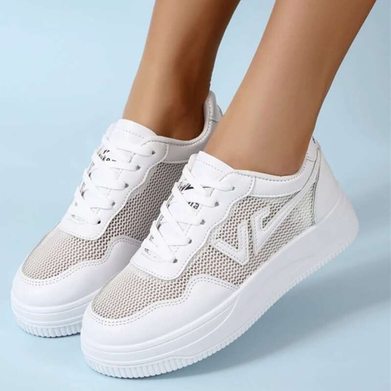 

Lace Up Front Mesh Skate Shoes, White