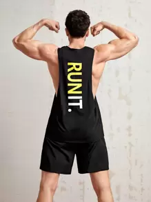 Manfinity Running 男士字母圖案運動背心