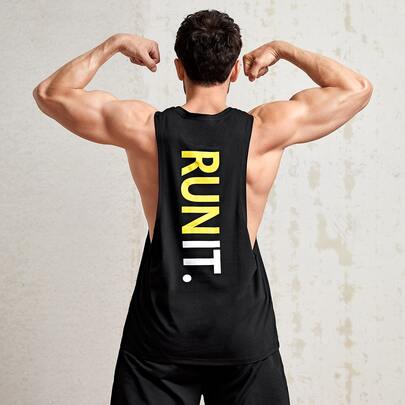 Men Letter Graphic Sports Tank Top