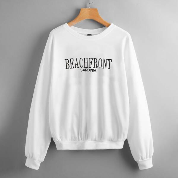 

Letter Graphic Drop Shoulder Sweatshirt, White