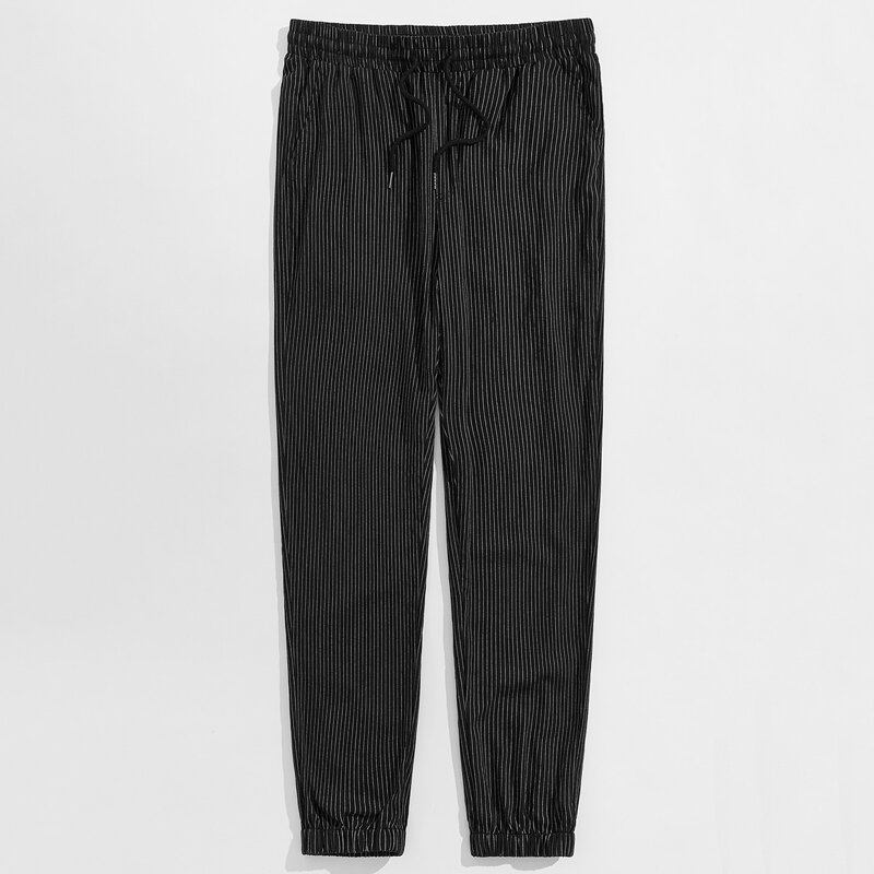 

Guys Drawstring Waist Solid Pants, Black