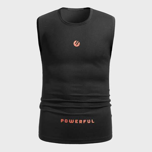 

Men Letter Graphic Sports Tank Top, Black