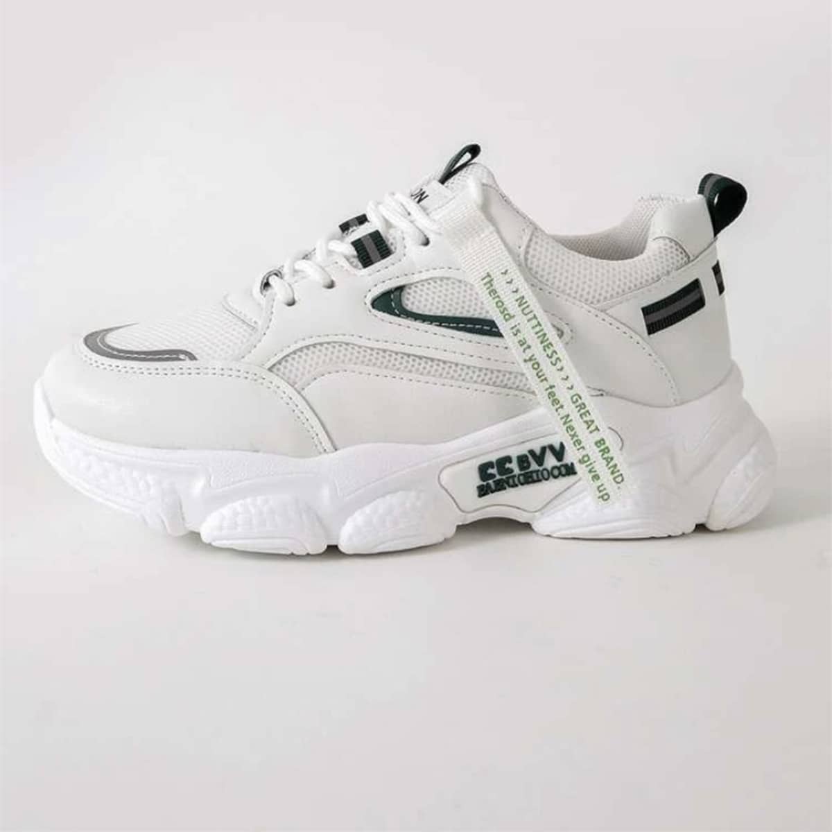 

Lace Up Front Mesh Chunky Sneakers, Green