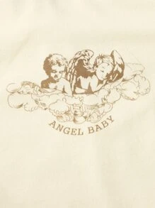 Muchica Áo thun Khối Màu Con số Giải trí - Màu be - Xem 6