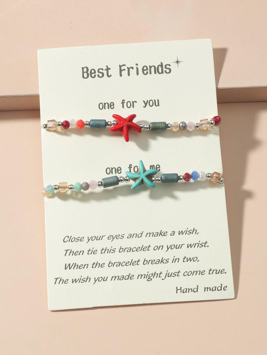 2入組海星裝飾手環 - 彩色 - 查看 1