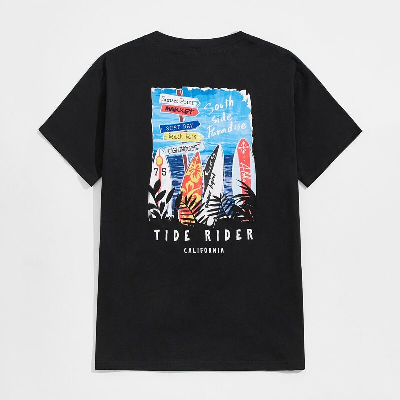 

Guys Letter Ocean Graphic Tee, Black