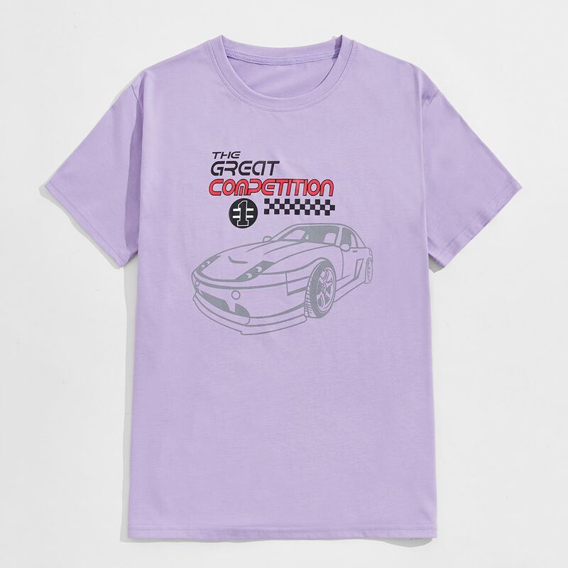 

Guys Letter Car Graphic Tee, Lilac purple