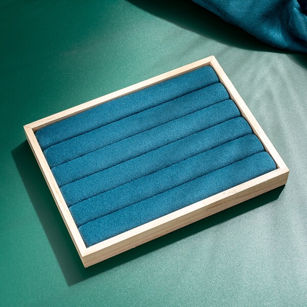 

1pc Wooden Jewelry Display Box, Blue