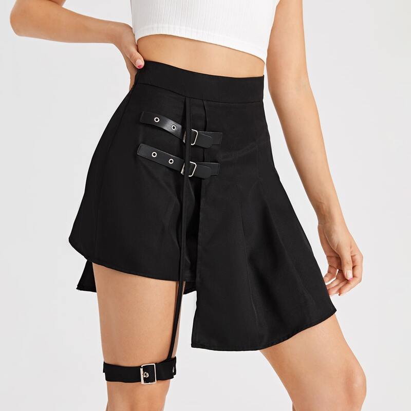 

Solid Garter Skirt, Black