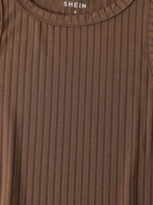 INAWLY Áo hai dây Gân đan màu trơn Cơ bản - Cà phê nâu - Xem 7