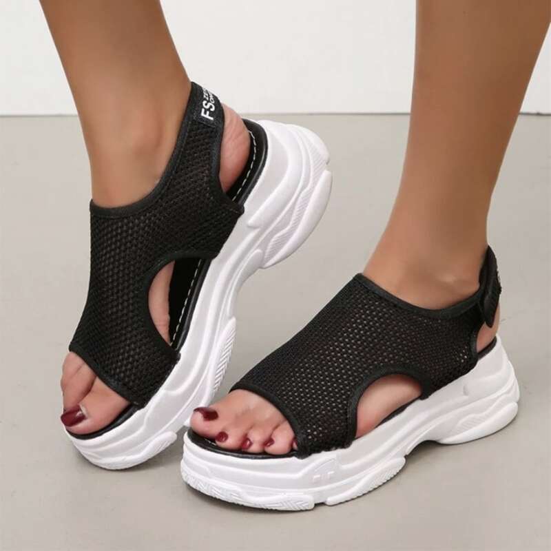 

Hollow Out Sport Sandals, Black